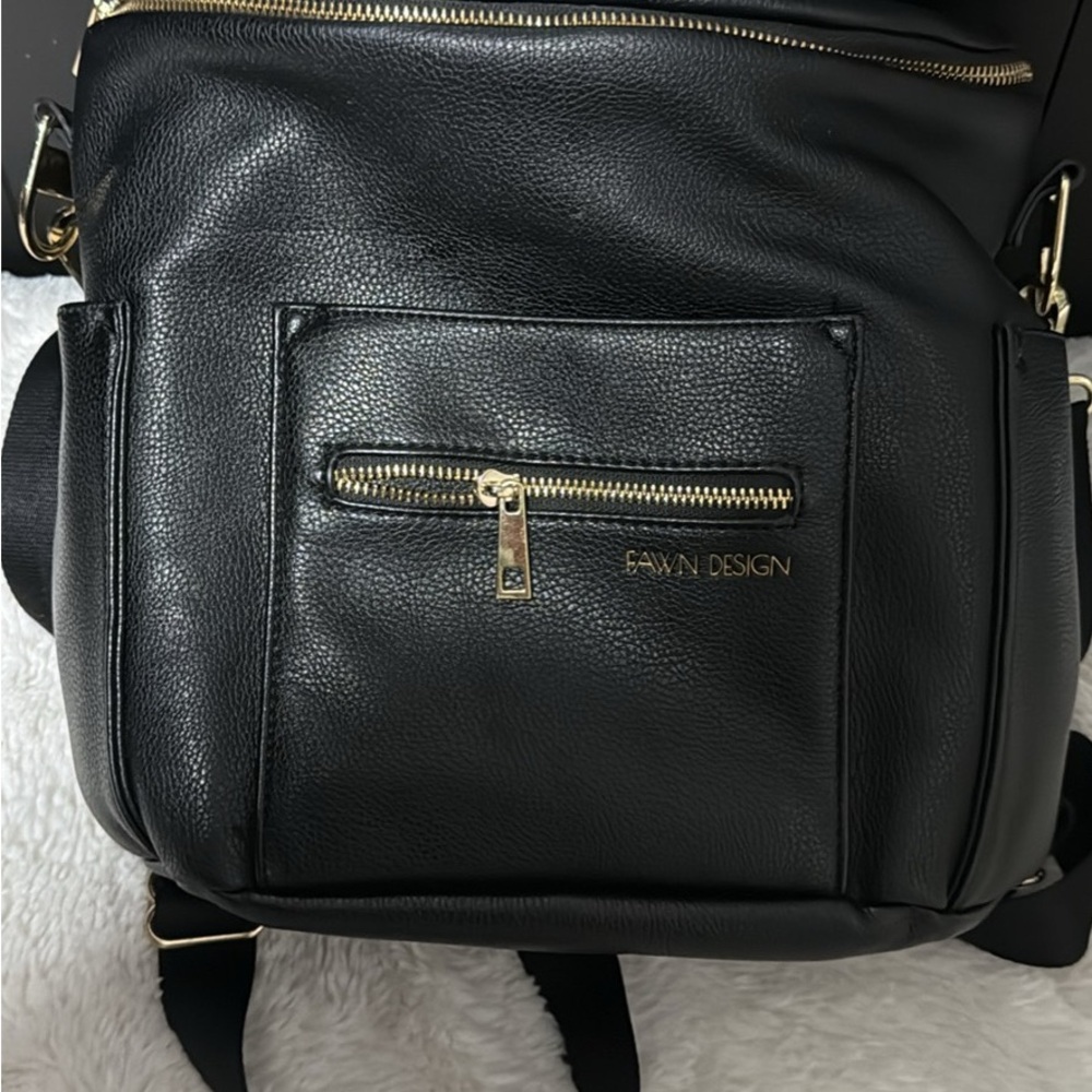 Fawn Design Black Baby Bag with Gold Hardware